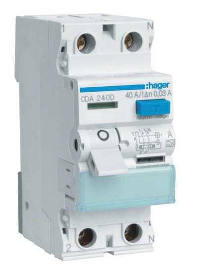 Hager Fi-Schalter 2polig 6ka 40a Cda240d ** 30ma Typ A