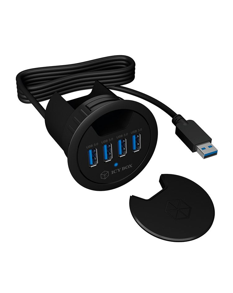 Icy Box Usb3.0 Hub 4 Puertos Ib-Hub1403, Usb3.0, Negro
