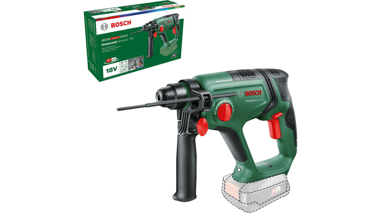Taladro Percutor Inalámbrico Bosch Universalhammer 18v Baretool (Verde/Negro, Sin Batería Ni Cargador, Power For All Alliance) 06039d6000