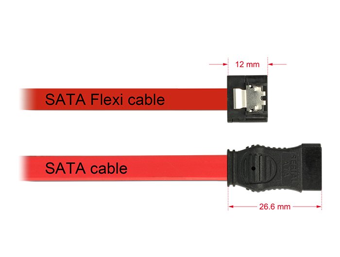 Delock Cable Metálico Rojo Sata Flexi 6 Gb/S De 10 Cm
