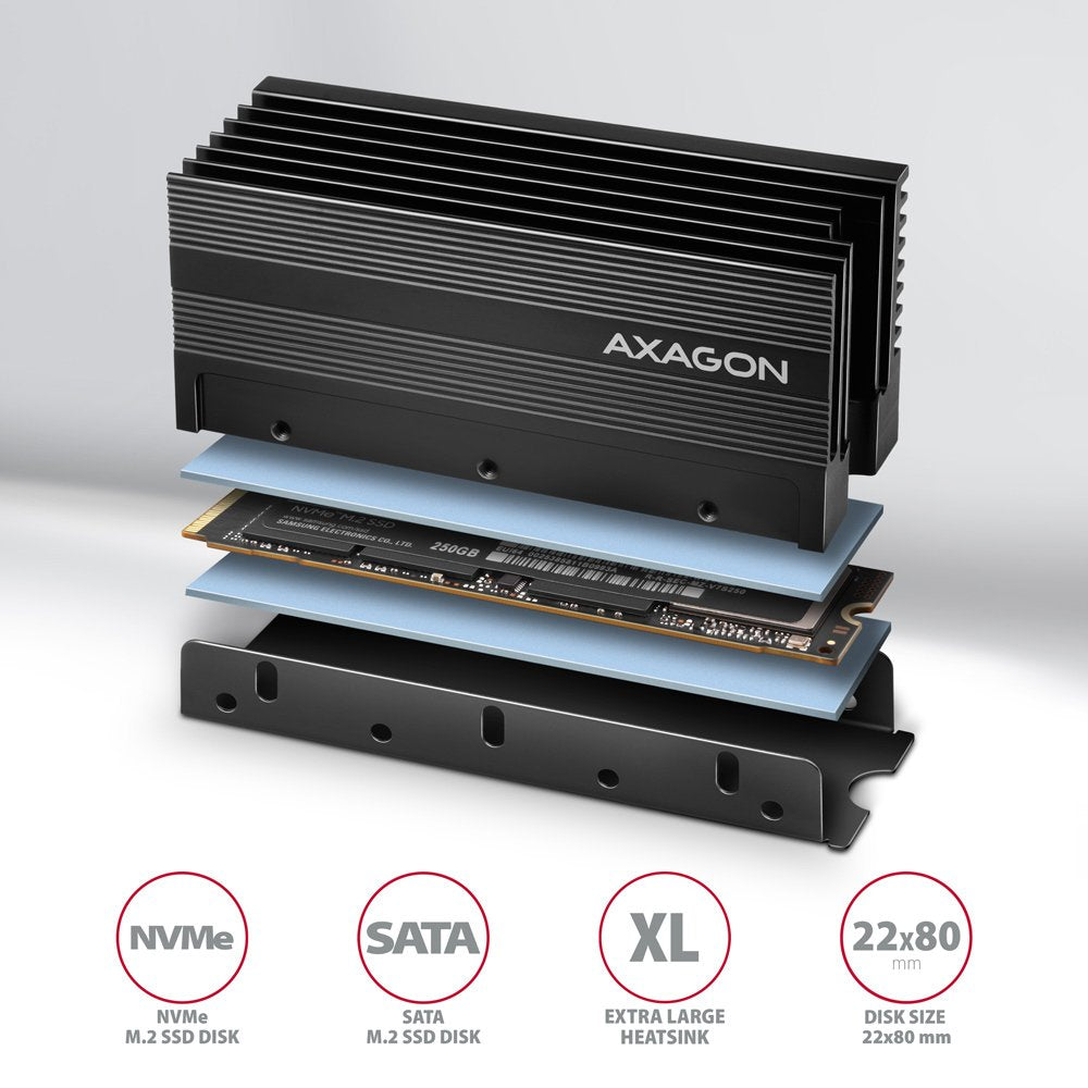EAN 8595247906595 - Axagon CLR-M2XL sistema de refrigeración para ordenador M.2 NVMe SSD, Unidad de estado sólido Disipador t imagen 2