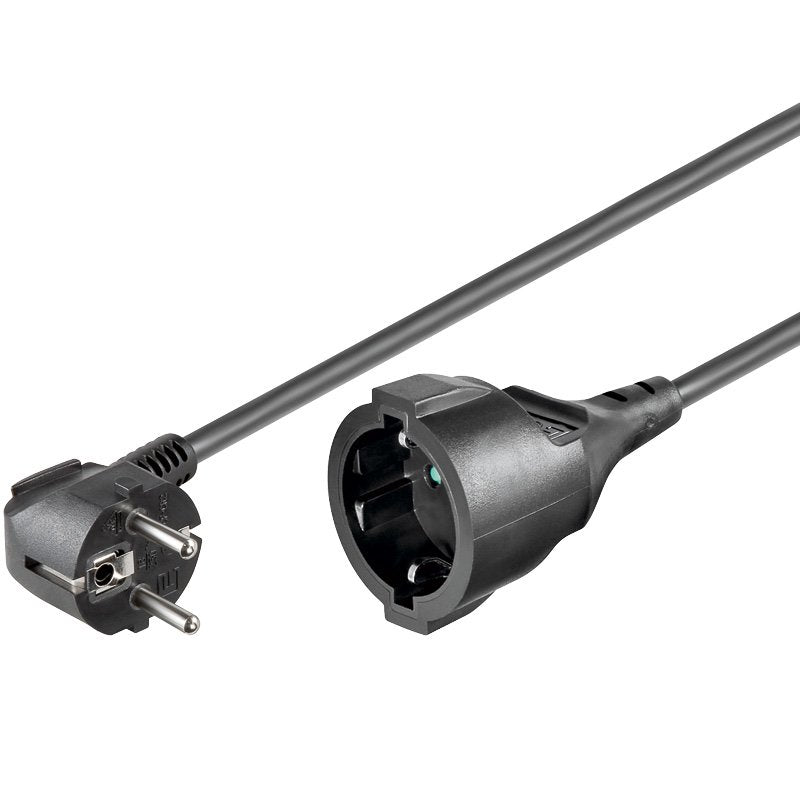 Netzkabel Verlängerung, 2m Schwarz, Schutzkontakt-Stecker