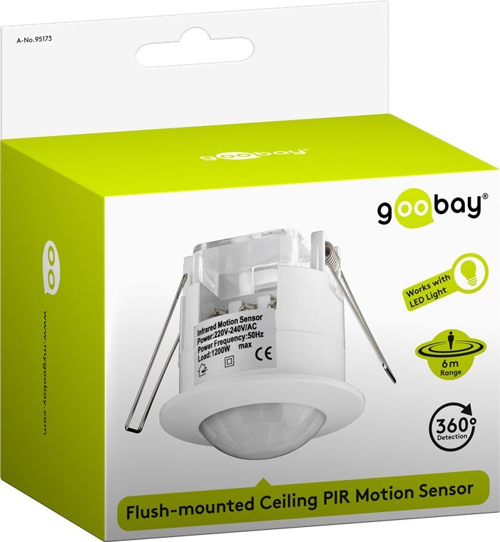 Goobay 95173 Detector De Movimiento Sensor Infrarrojo Pasivo (Pir) Alámbrico Techo Blanco