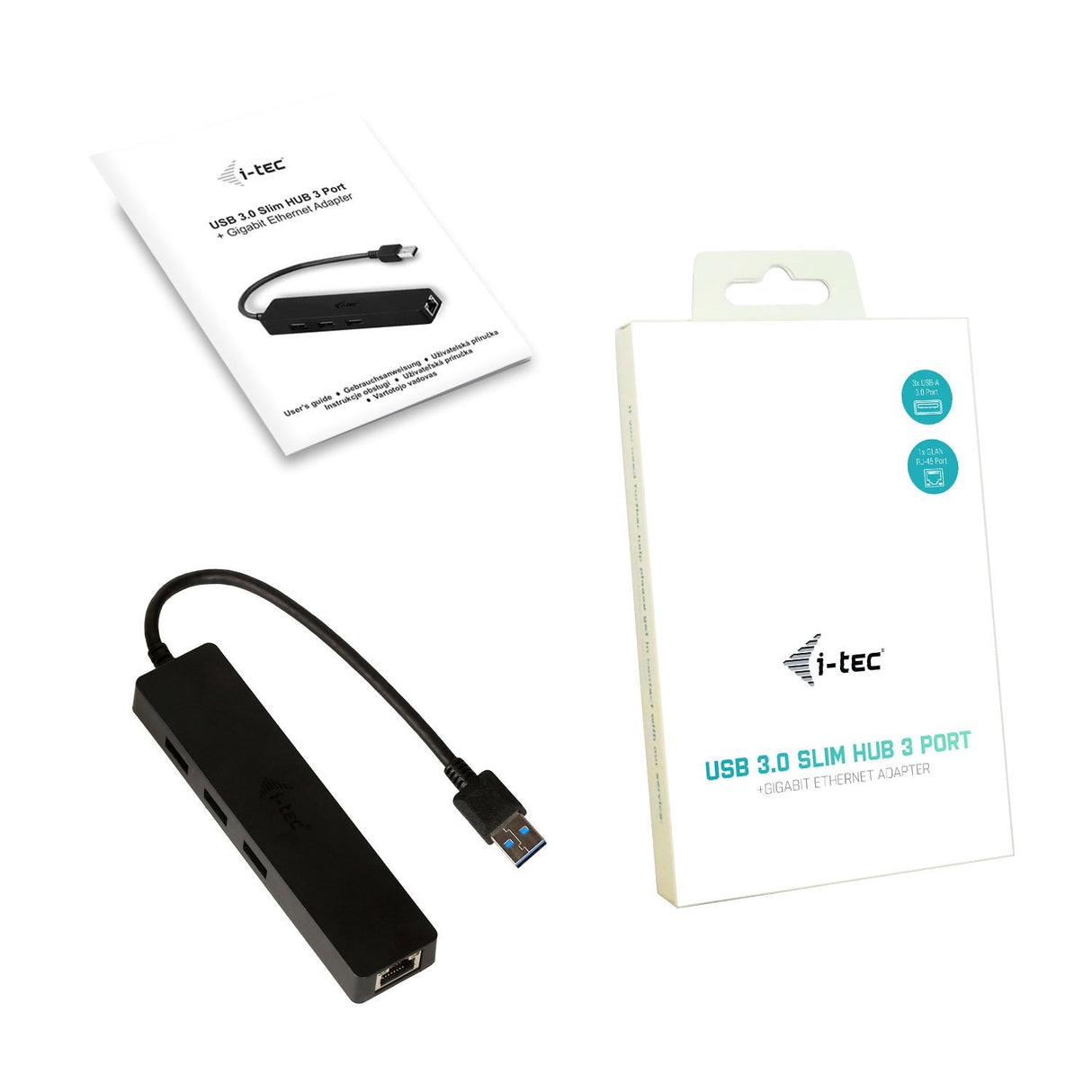 I-Tec Usb 3.0 Slim Hub De 3 Puertos Con Adaptador Gigabit Ethernet Ideal Para Portátiles Ultrabook Tablet Pc Compatible Con Win Y Mac Os