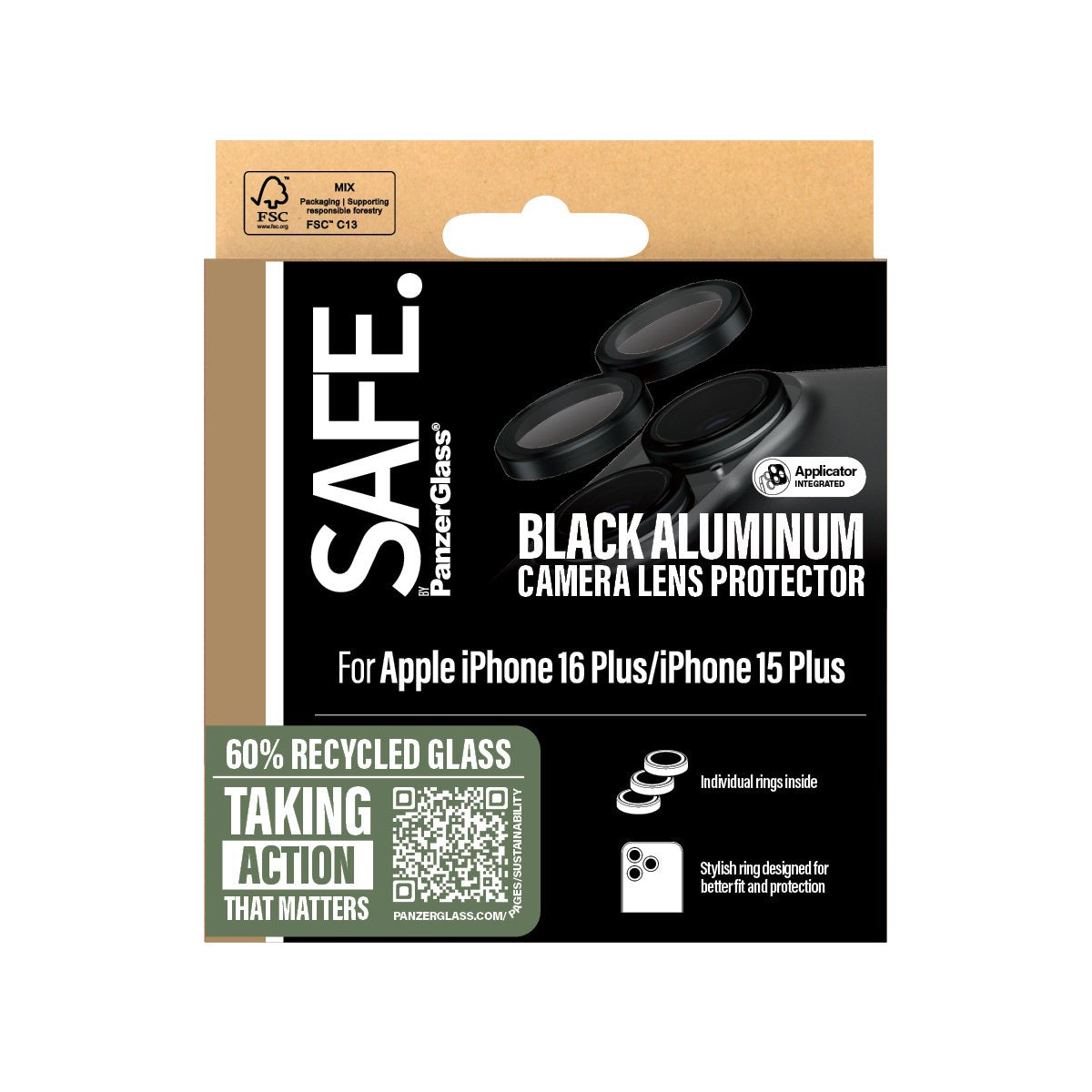 EAN 5715685003042 - PanzerGlass SAFE. by ® Camera Lens Protector Black iPhone 16 | 16 Plus Protector de pantalla Apple 1 piez imagen 3