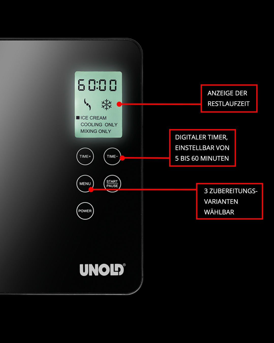 Unold 48845 Compresor De Helados 2 L 180 W Negro, Acero Inoxidable