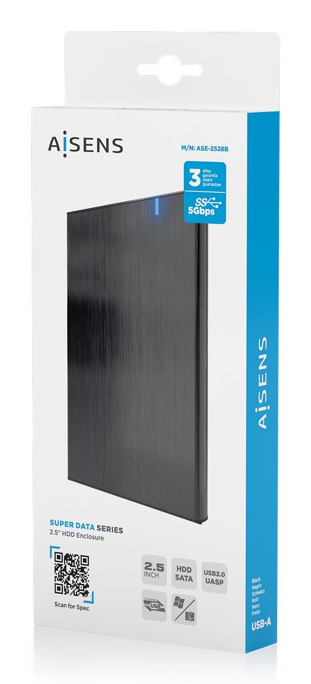 Aisens Caja Externa 2,5&Quot; Ase-2528b 9.5mm Sata A Usb 3.0/Usb3.1 Gen1, Negra
