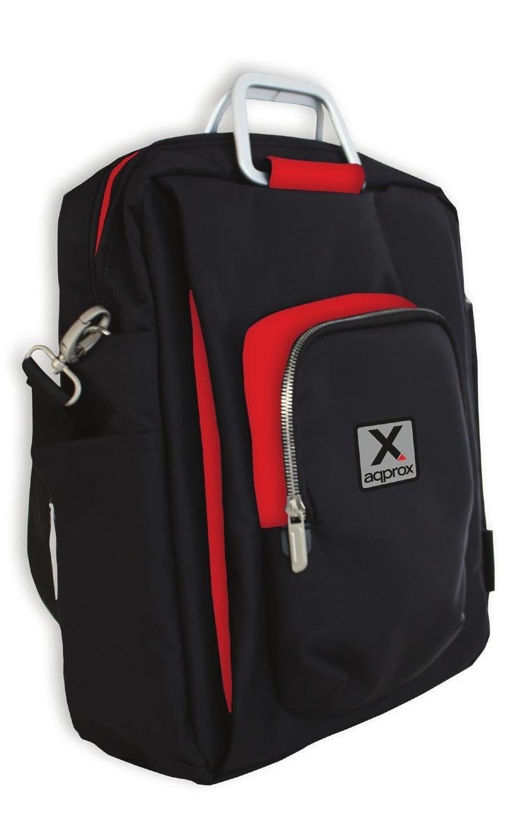 Approx Maletin Hasta 15.6' - Varios Compartimentos - Asa Ajustable - Accesorio Para Fijar A Trolleys - Negro Y Rojo