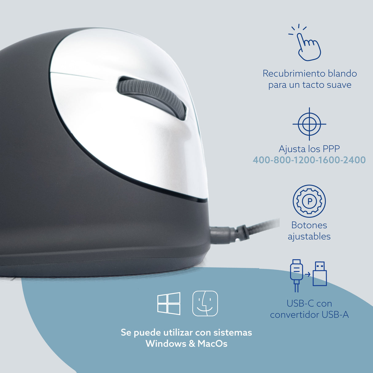 EAN 8719274490463 - R-Go Tools RGOHELA ratón mano derecha USB tipo A Óptico 2400 DPI imagen 11