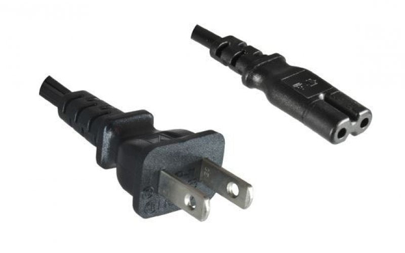 Amerikansk Netledning, 1,8m Til C7, Shaver Stik, Sort,