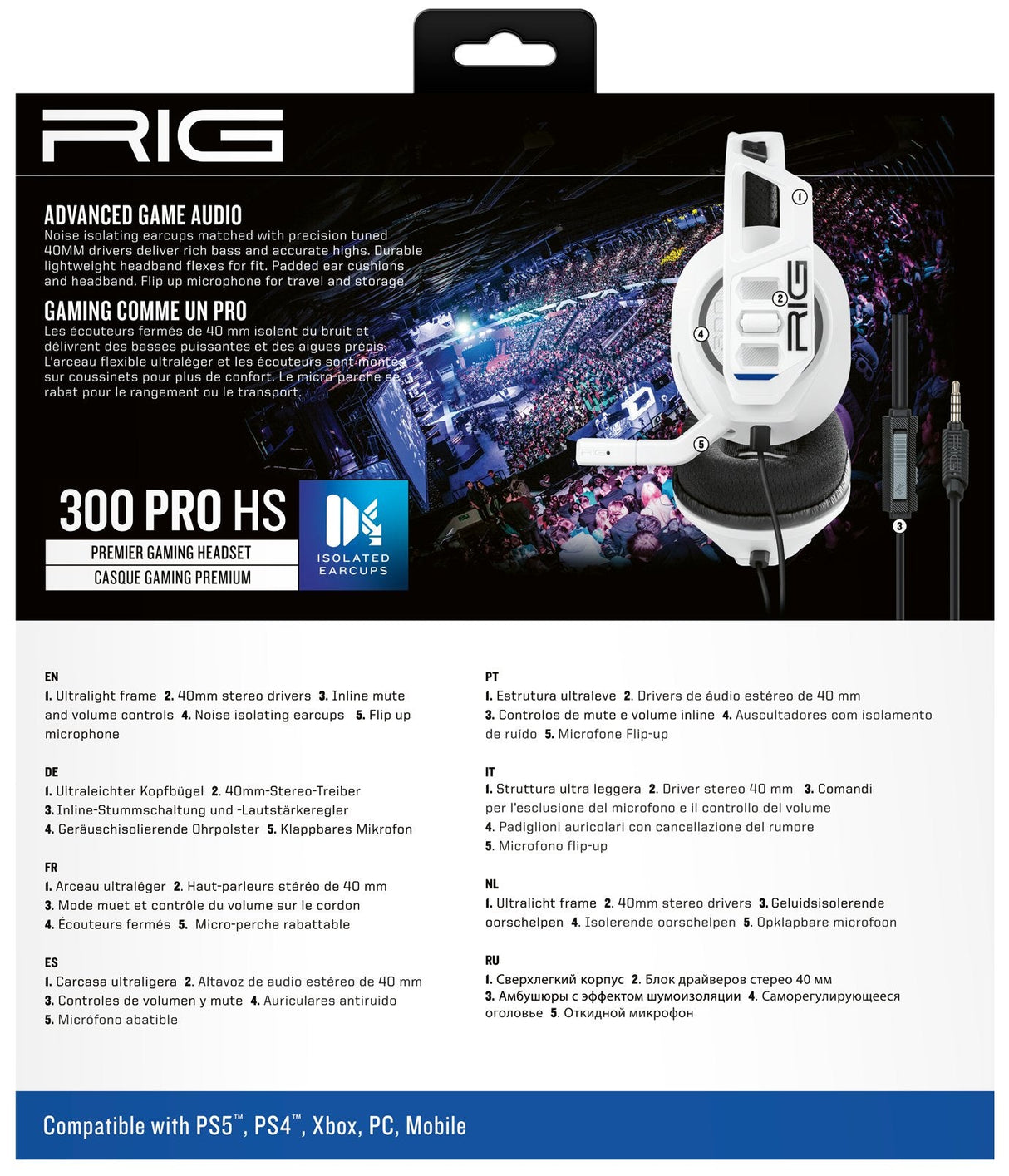 Auriculares Nacon Rig 300 Pro Hs Alámbrico Diadema Juego Blanco