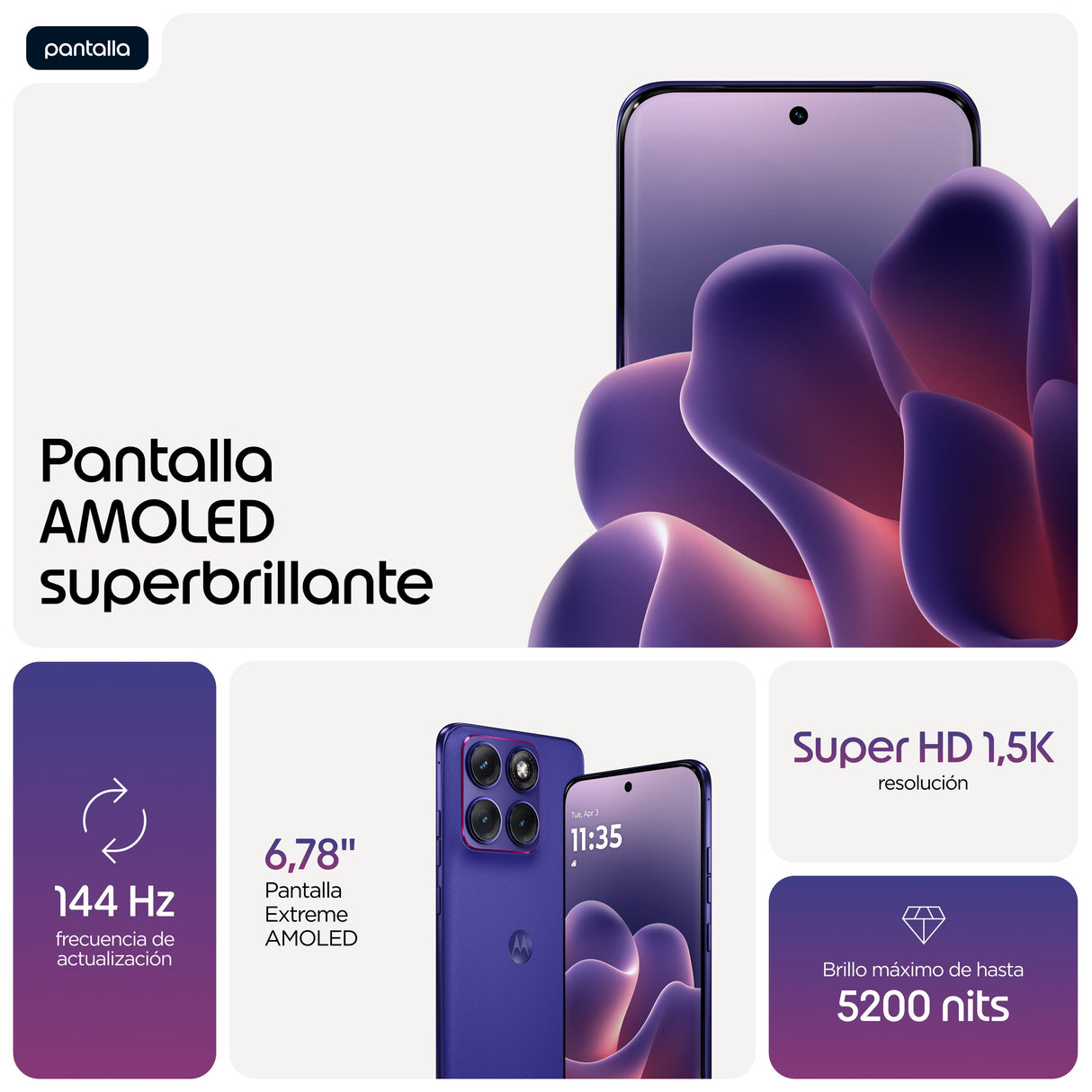 EAN 0840493622323 - Motorola edge 70 fusion 17,2 cm (6.78") SIM doble Android 16.0 5G USB Tipo C 12 GB 256 GB 7000 mAh Violet imagen 7