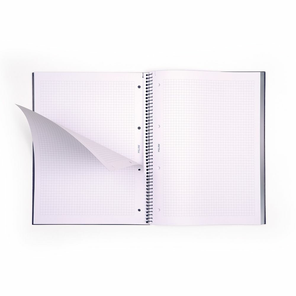 Milan Cuaderno Espiral Formato A4 Cuadricula 5x5mm - 80 Hojas De 95 Gr/M2 - Microperforado, 4 Taladros - Color Rosa