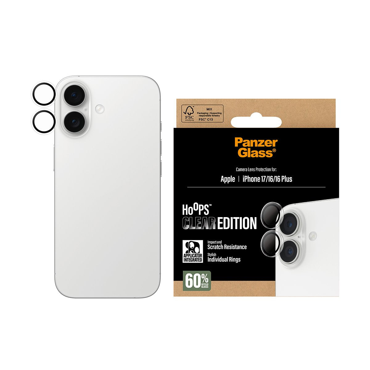 EAN 5715685025730 - PanzerGlass ® Hoops® Camera Lens Protector Transparent iPhone 17 | iPhone 16 | 16 Plus Protector de panta imagen 2