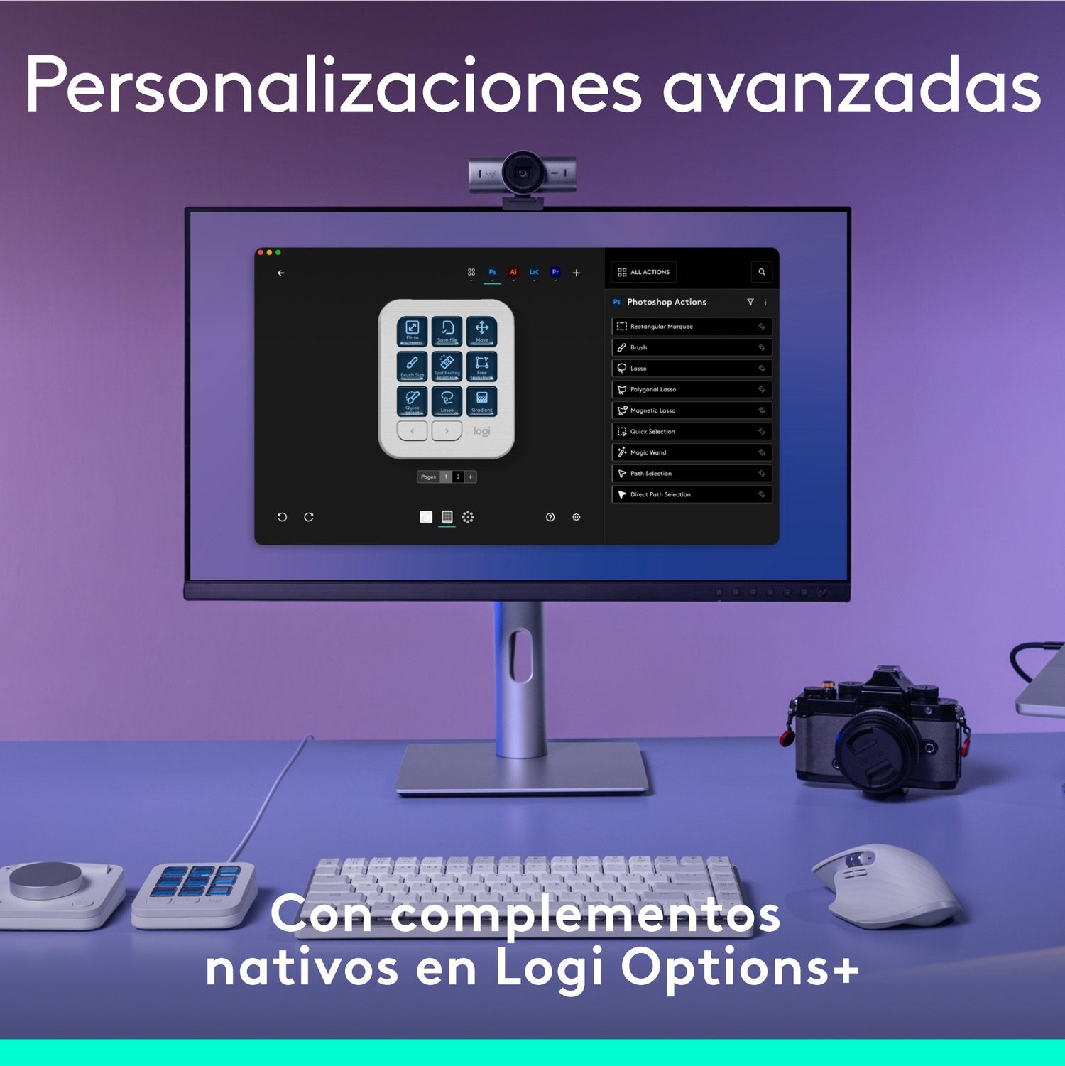 Logitech Master Series Mx Creative Console Conjunto De Teclado Y Teclado De Marcación Retroiluminación Usb-C Gris Pálido