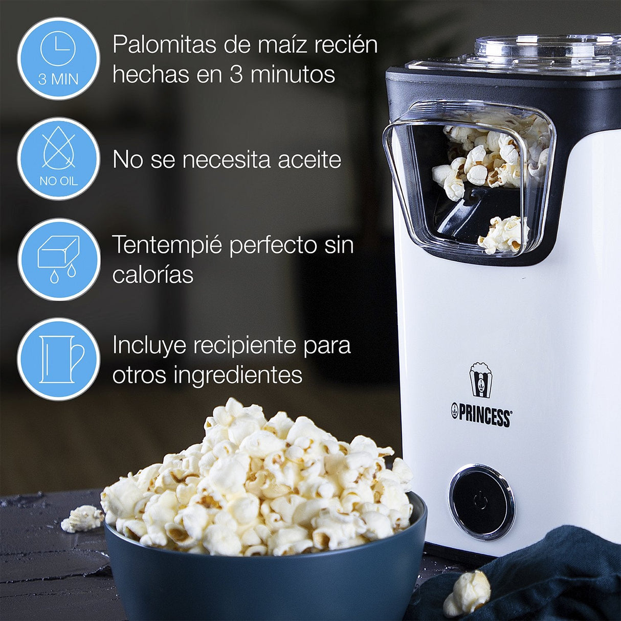 EAN 8713016076229 - Princess 292986 palomitas de maiz poppers Negro, Blanco 3 min 1100 W imagen 18