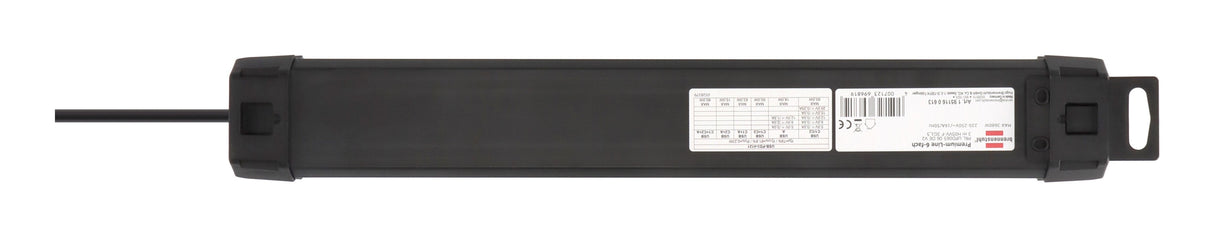 Regleta Brennenstuhl Premium-Line De Enchufes De 6 Vías Con 2x Usb C Pd 65w Y Usb A 18w (Made In Germany, Regleta Con Interruptor Y Cable De 3m, Para Montaje En Pared) Negro