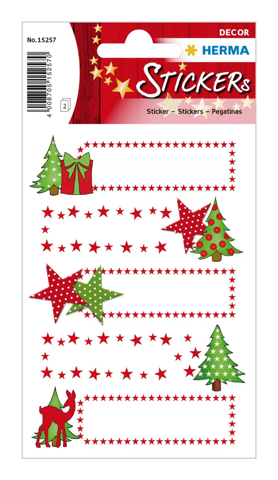 EAN 4008705152570 - HERMA 15257 etiqueta decorativa engomada Papel Marrón, Verde, Rojo, Blanco Permanente 10 pieza(s) imagen 1