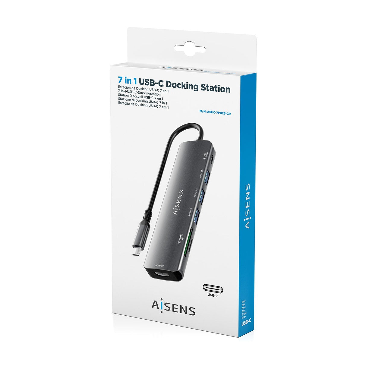 EAN 8435739903148 - AISENS ASUC-7P025-GR base para portátil y replicador de puertos Alámbrico USB 3.2 Gen 1 (3.1 Gen 1) Type- imagen 7