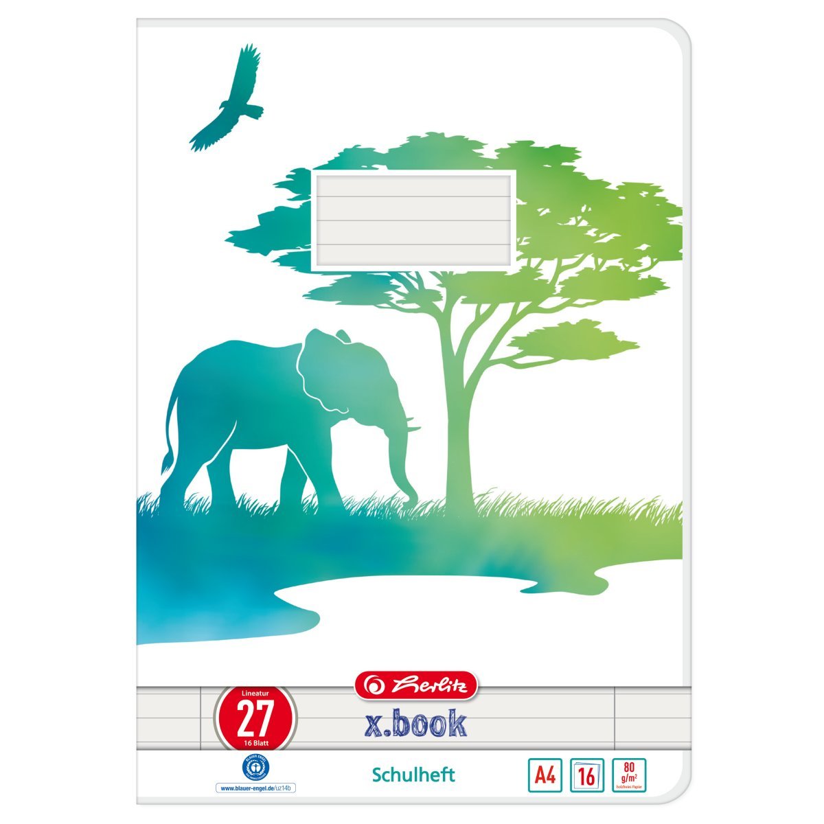 Herlitz Cuaderno A4 16 Hojas Lineatur 27 Greenline Elefante 50039982