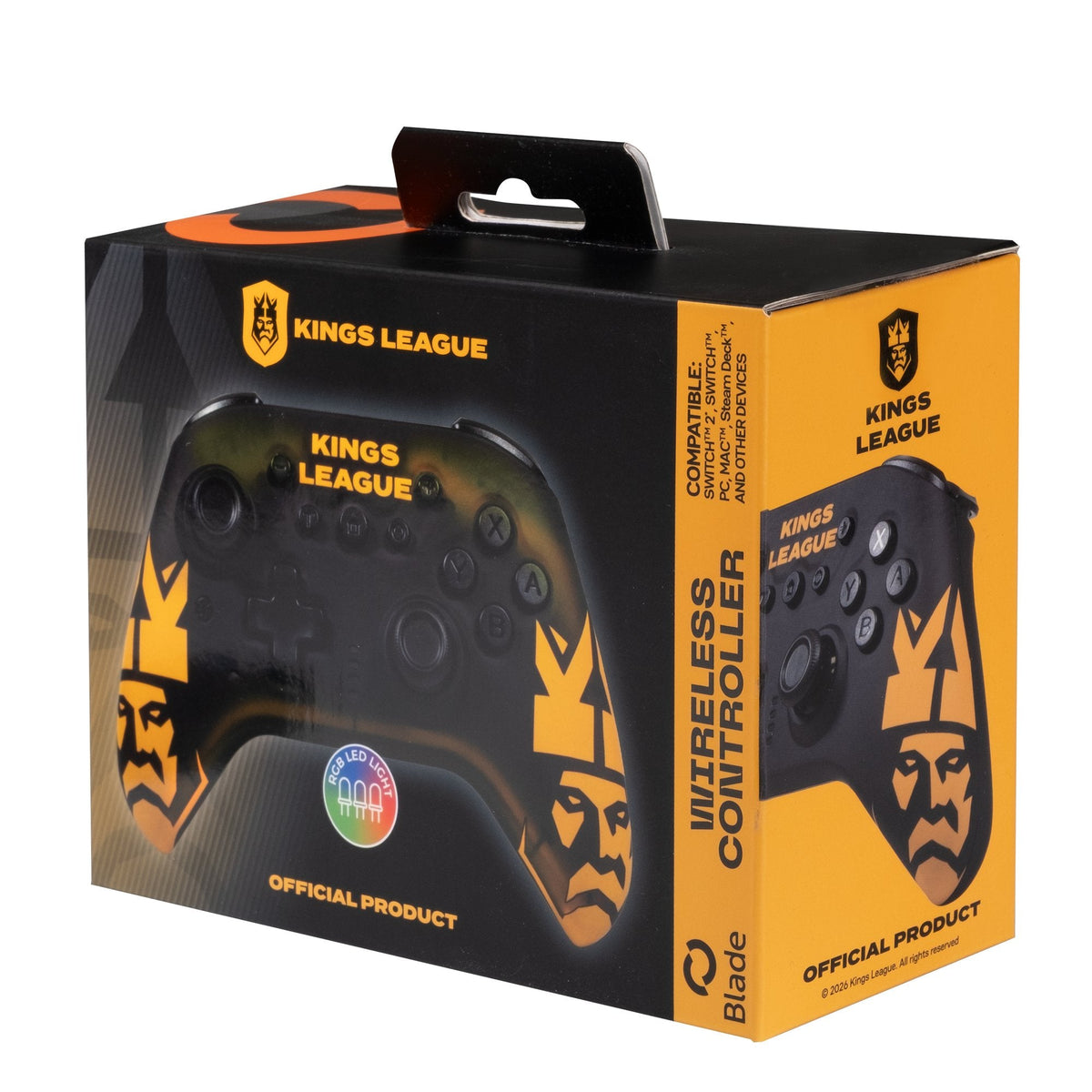 Mando Compatible Blade - Wireless · Pc/Switch/Ios/Android · Luz Led Rgb · Cable Usb Tipo C · Kings League