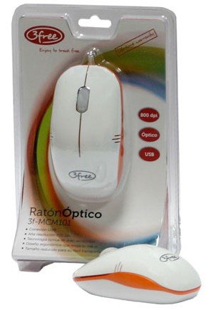 3free Raton Optico Usb Mcm101/Wo Blanco Naranja