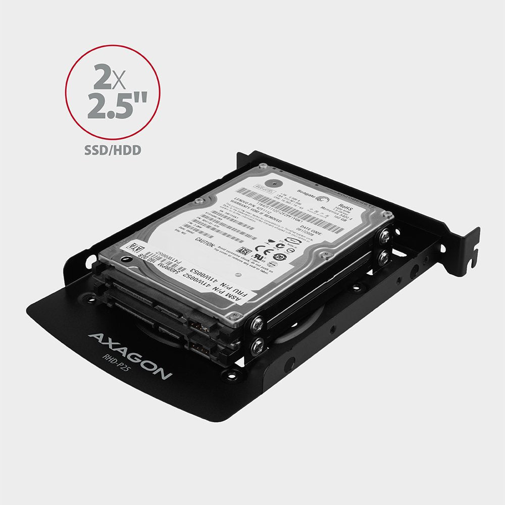 Axagon Rhd-P25, Marco De Aluminio Para 2x 2,5 "Hdd / Ssd Hasta 3,5" Posicion O Tapones Ciegos Pci
