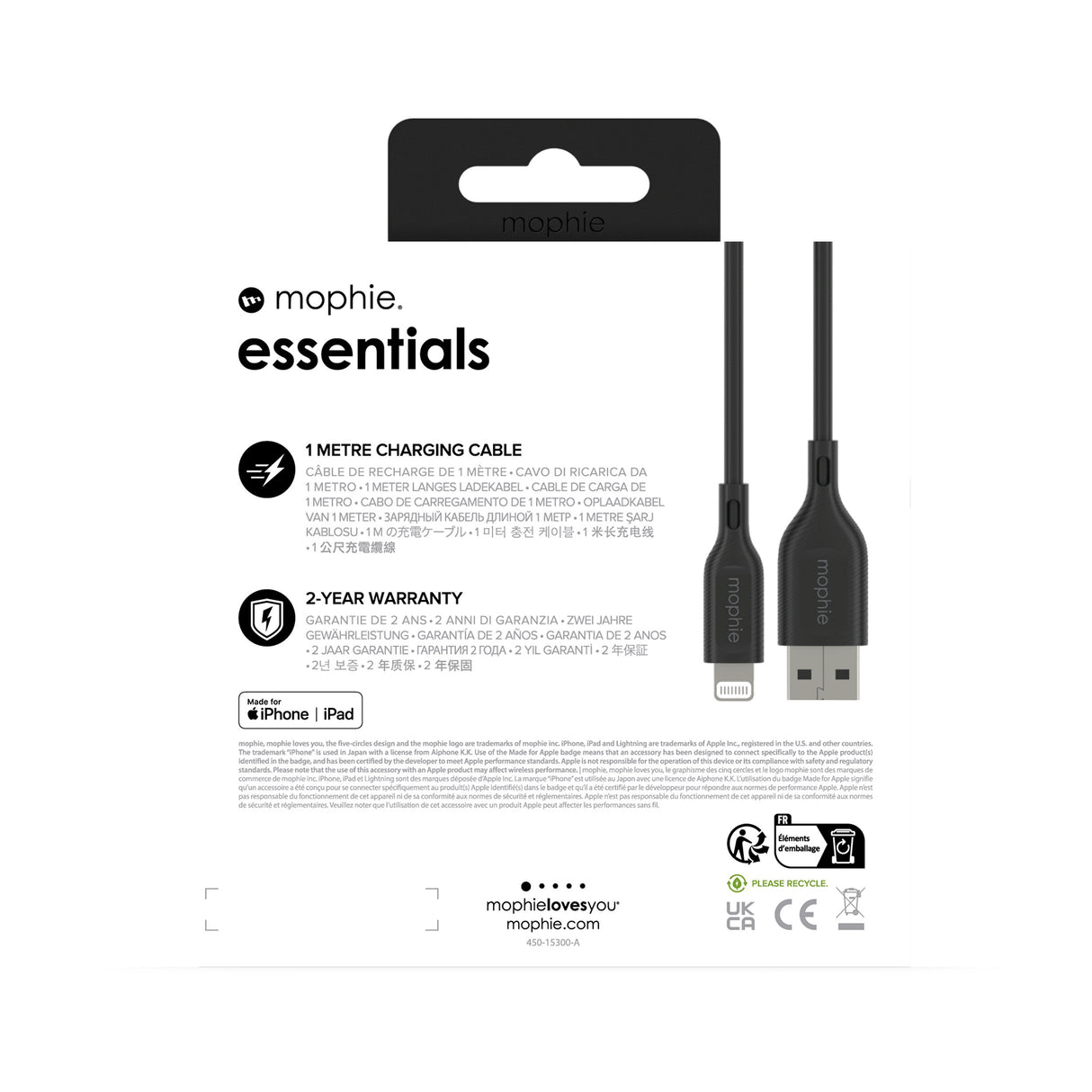 EAN 0840056185760 - mophie essentials charging cables | 1M Negro imagen 5
