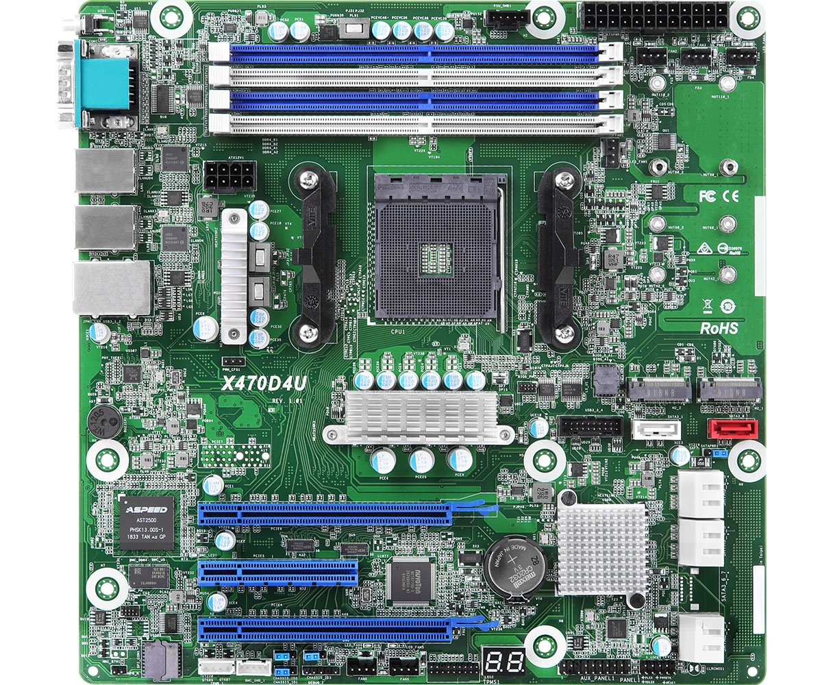 EAN 4717677337679 - Asrock X470D4U placa base AMD X470 Zócalo AM4 micro ATX imagen 1
