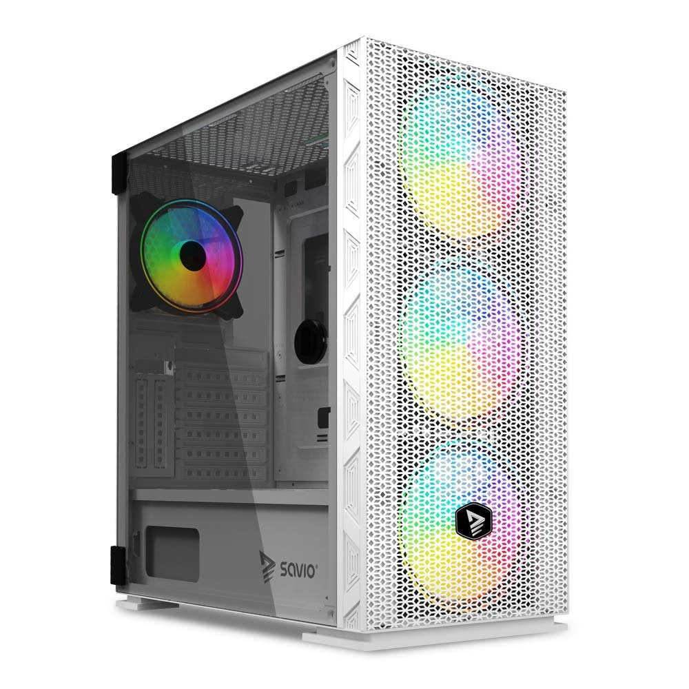 EAN 5901986048039 - Savio Raptor White X1 ARGB Glass/Mesh White Computer Case Midi Tower Blanco imagen 7