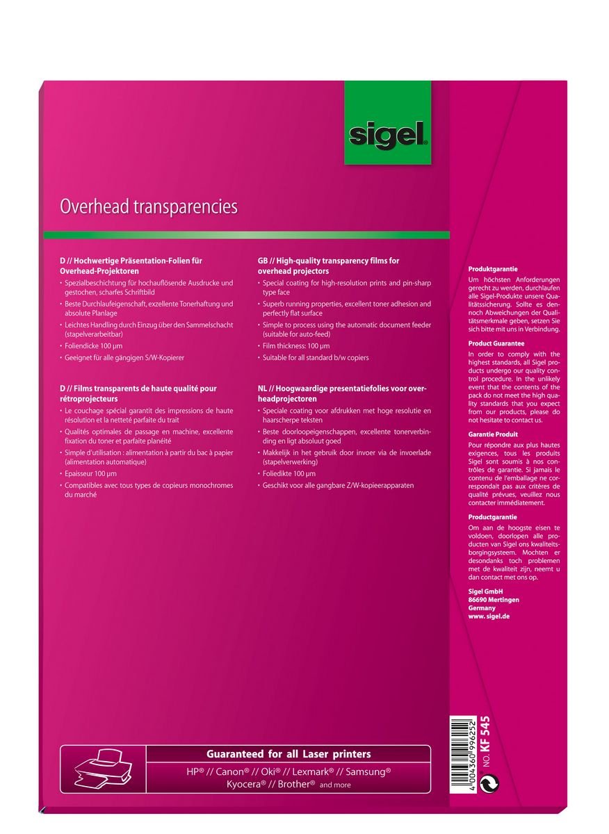 Sigel Kopierfolien Kf545 Transparente