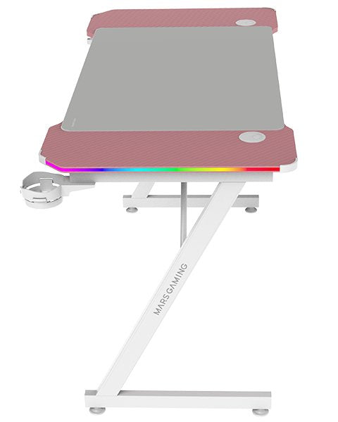 Mesa Gaming Mgd-X120 Rgb Rosa Mars Gaming 120x60/ Alfombrilla Xxl/ Soportes Externos Para Bebidas Y Auriculares/ Gestión De Cables/ Iluminación Argb Con Mando