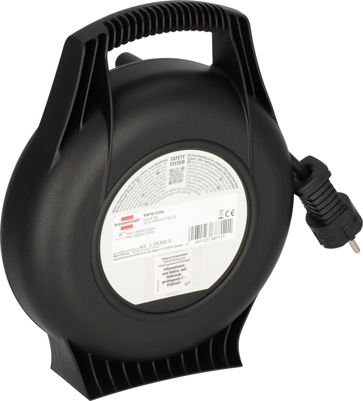 Brennenstuhl Vario Line Kabelbox 4 Tomas / Mini-Kabeltambor 10 M