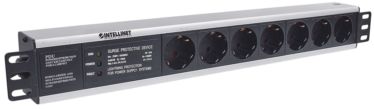 EAN 0766623714006 - Intellinet 714006 unidad de distribución de energía (PDU) 7 salidas AC 1.5U Negro imagen 2