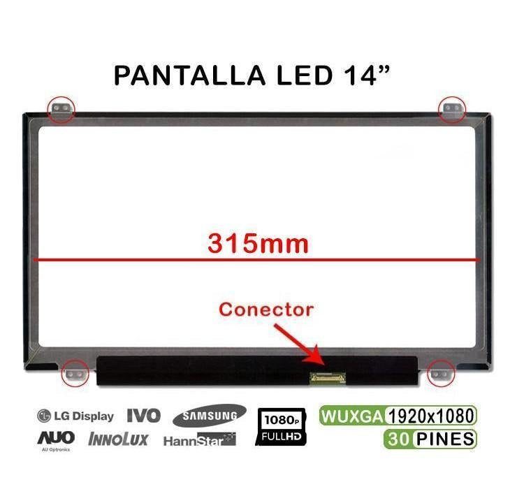 Pantalla Led De 14" Para Portátil Asus S433 Nv140fhm-N62 315mm