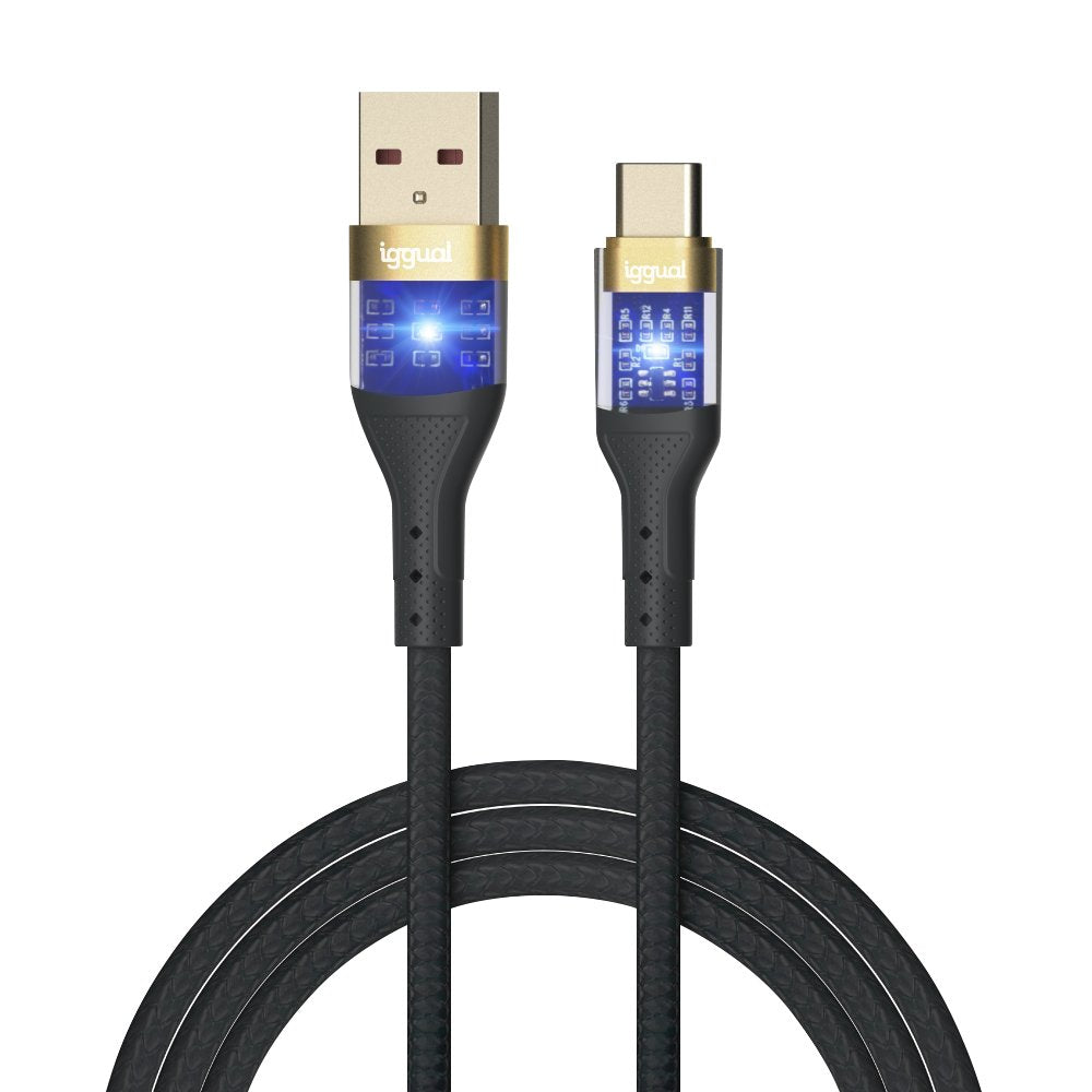 Cable Iggual Usb-A A Tipo C 3a 100 Cm Trenzado Led