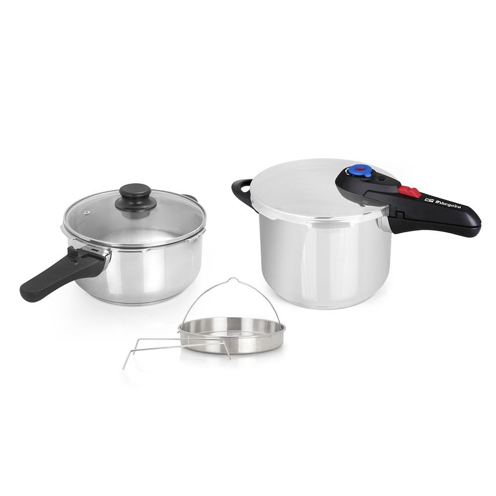 Orbegozo Hp 4566 Olla Rapida De Acero Inoxidable - Dos Ollas Con Sistema De Seguridad - Fondo Termo Difusor - Selector