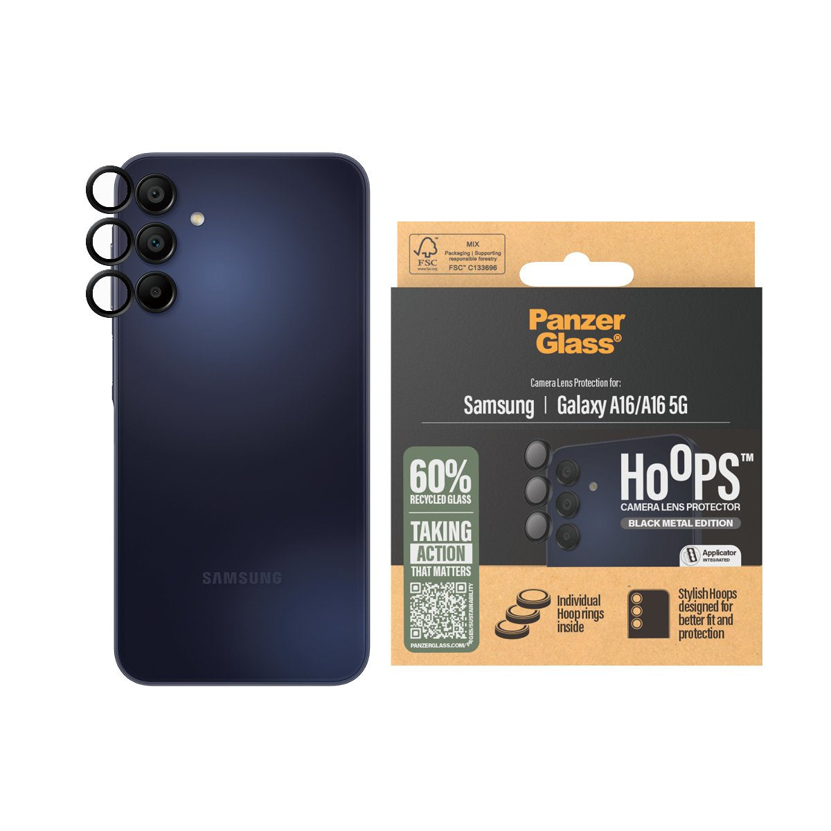 EAN 5715685014963 - PanzerGlass ® Hoops® Camera Lens Protector Black Samsung Galaxy A16 | A16 5G Protector de pantalla 1 piez imagen 2