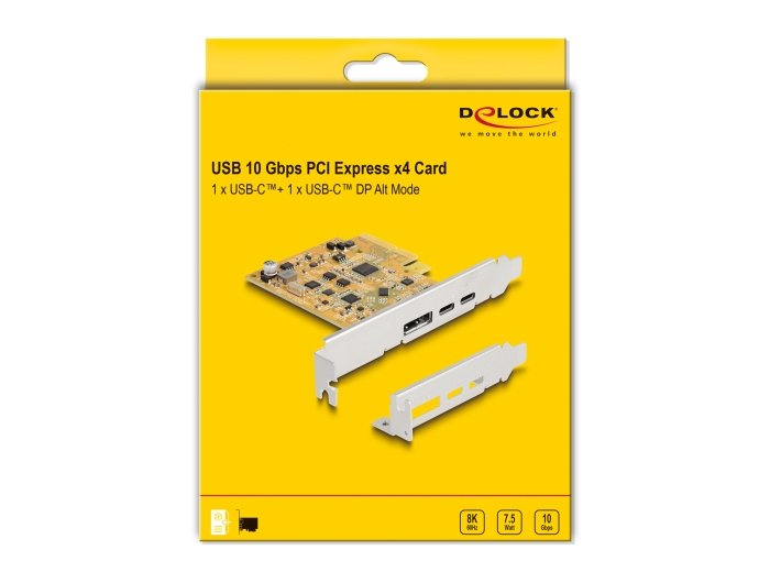 Delock 90161 Tarjeta Pci Express X4 A 1 X Usb Type-C 10 Gbps Externo Hembra + 1 X Usb Type-C 10 Gbps Externo (Modo Dp Alt) Hembra