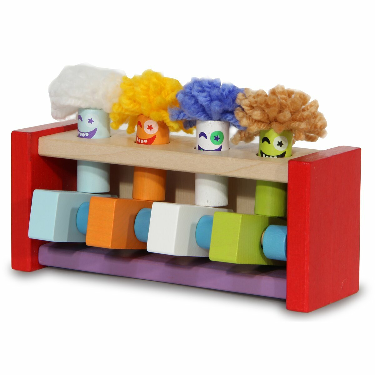 Jamara Juguete De Madera Kidiwood Banco Para Golpear Flying Clowns 2+