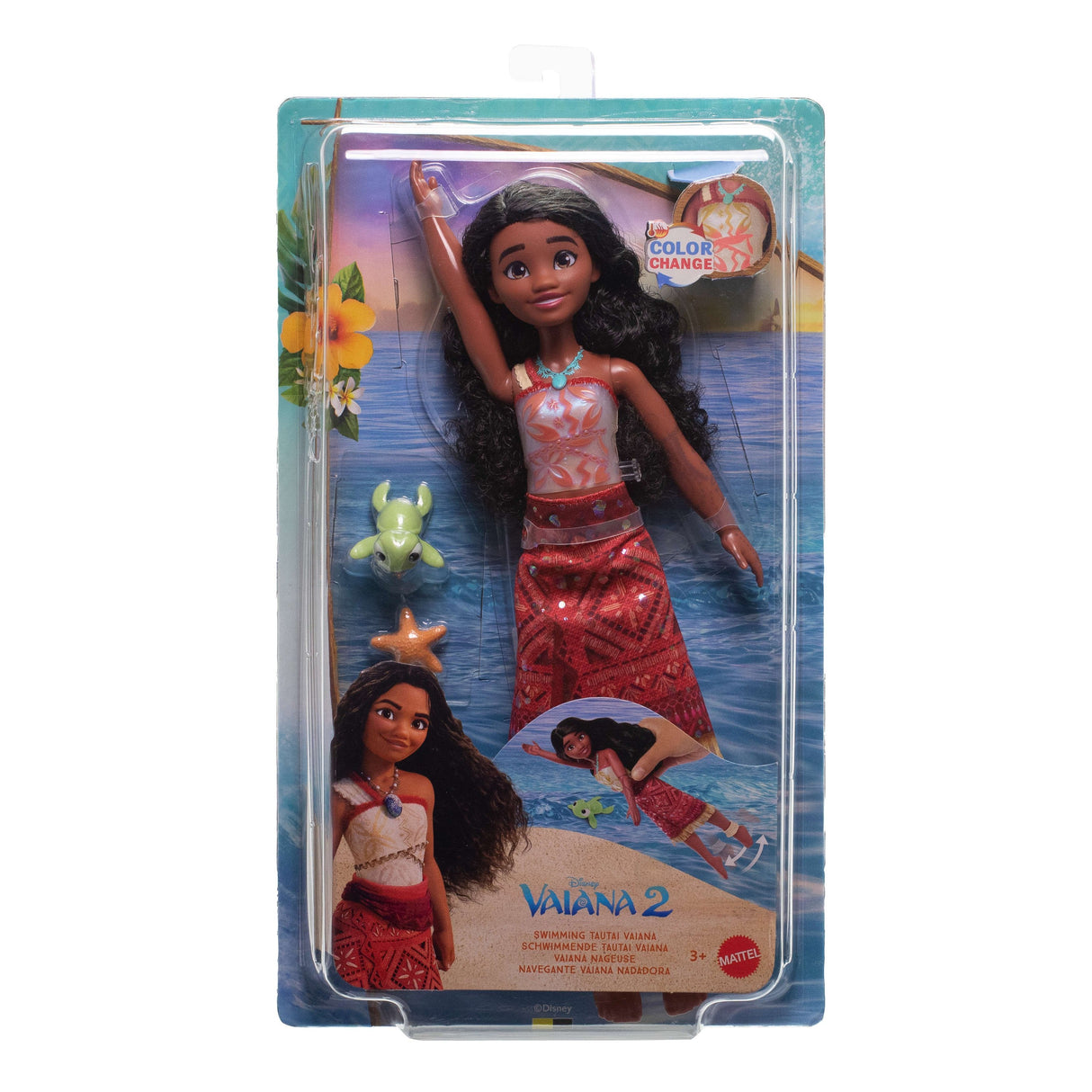 Mattel Disney Vaiana 2 Floating Tautai Vaiana Fashion Muñeca Con 2 Accesorios Y El Cambio De Color Jff09