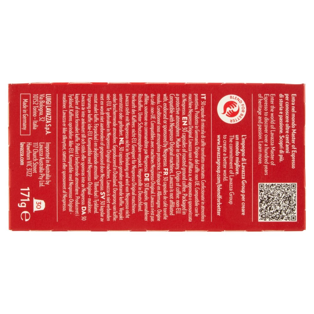 Cápsula Lavazza Qualitá Rossa Para Cafeteras Nespresso Caja De 30