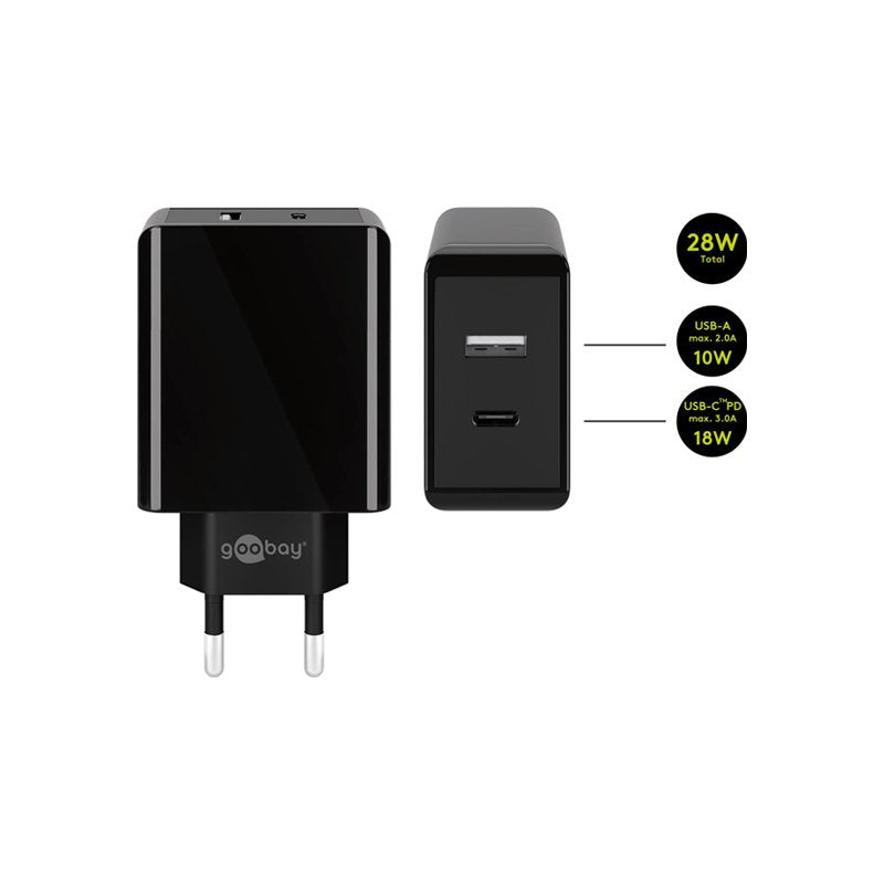 Goobay Cargador Rápido Usb Dual Usb/Usb-C Pd 28w 44960