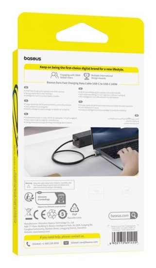 Dura Fast Charging Data Cable Usb-C To Usb-C 240w 1m Gold Black