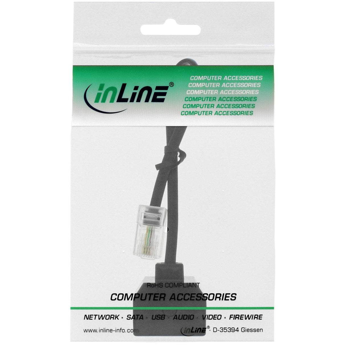 Inline Isdn Splitter 1x Rj45 Macho A 2x Rj45 Hembra, 8p4c Con Cable De 15cm, Sin Resistencias
