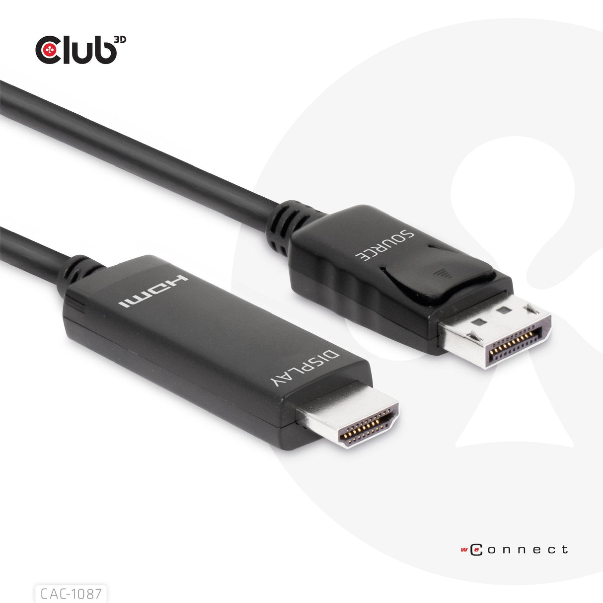 EAN 8719214472436 - CLUB3D CAC-1087 adaptador de cable de vídeo 3 m DisplayPort HDMI Negro imagen 2