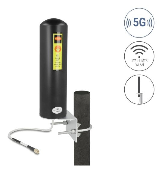 Delock 5g Lte Antena Sma Conector Macho 3 - 5 Dbi Starr Omnidirektional Pared- Y Montaje En Mástil Outdoor Negro