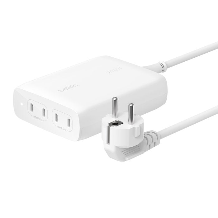 Cargador De Pared Belkin 4 Puertos Usb-C Gan 200w, Blanco