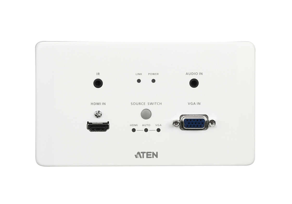 Aten Transmisor Encastrable (Eu) Hdmi Y Vga Hdbaset Con Embellecedor Poh (4k A 100 M) (Hdbaset Clase A)