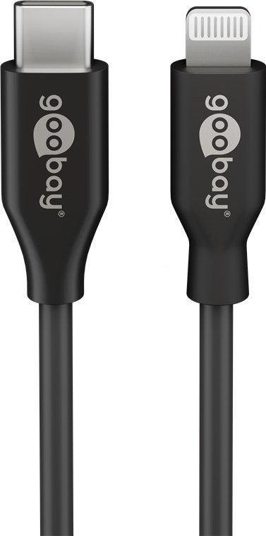 Goobay Juego De Carga Apple Lightning / Usb-C Pd 30 Vatios, Cargador Negro, Cable De 1 Metro, Pd 64574